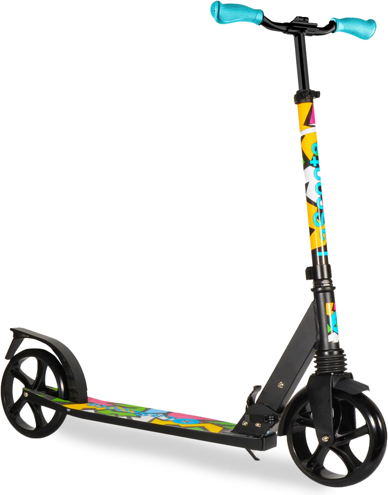 LascootaKick Scooter for Kids Ages 6+, Teens & Adults, Large 8" Sturdy Urethane Wheels. Adjustable Handlebar, Lightweight, Foldable, 220lbs Max Load