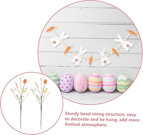 Miniatura 6 de Guirnalda de conejo, cuentas de oración de madera, pancarta de Pascua, guirnalda de cuentas de Pascua, decoración de fiesta de Pascua, zanahoria de