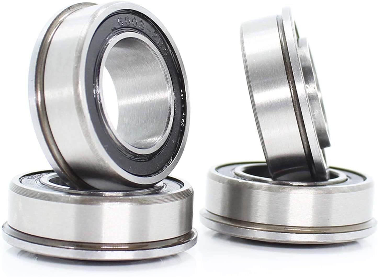 Industrial Shaft Bearings, TMP1105 Flange Ball Bearings 4Pcs F6202 F6202RS Bearing 15x35x11mm ABEC-1 F6202-RS Garden Cart Wheel F6202-15-2RS