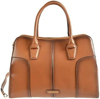 Borsa donna a mano colore Cuoio Borse Tracolla doppia zip elegante da lavoro ufficio Marrone