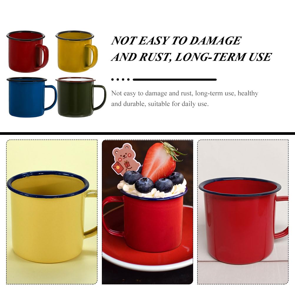 Emaille-Kaffeetasse, Expresso-Kaffeetasse, 4 Stück, Emaille-Tassen, Camp-Trinkbecher for Milch, Tee, Bier, Emaille-Camping-Kaffeetassen, kleine Camp-Emaille-Tassen