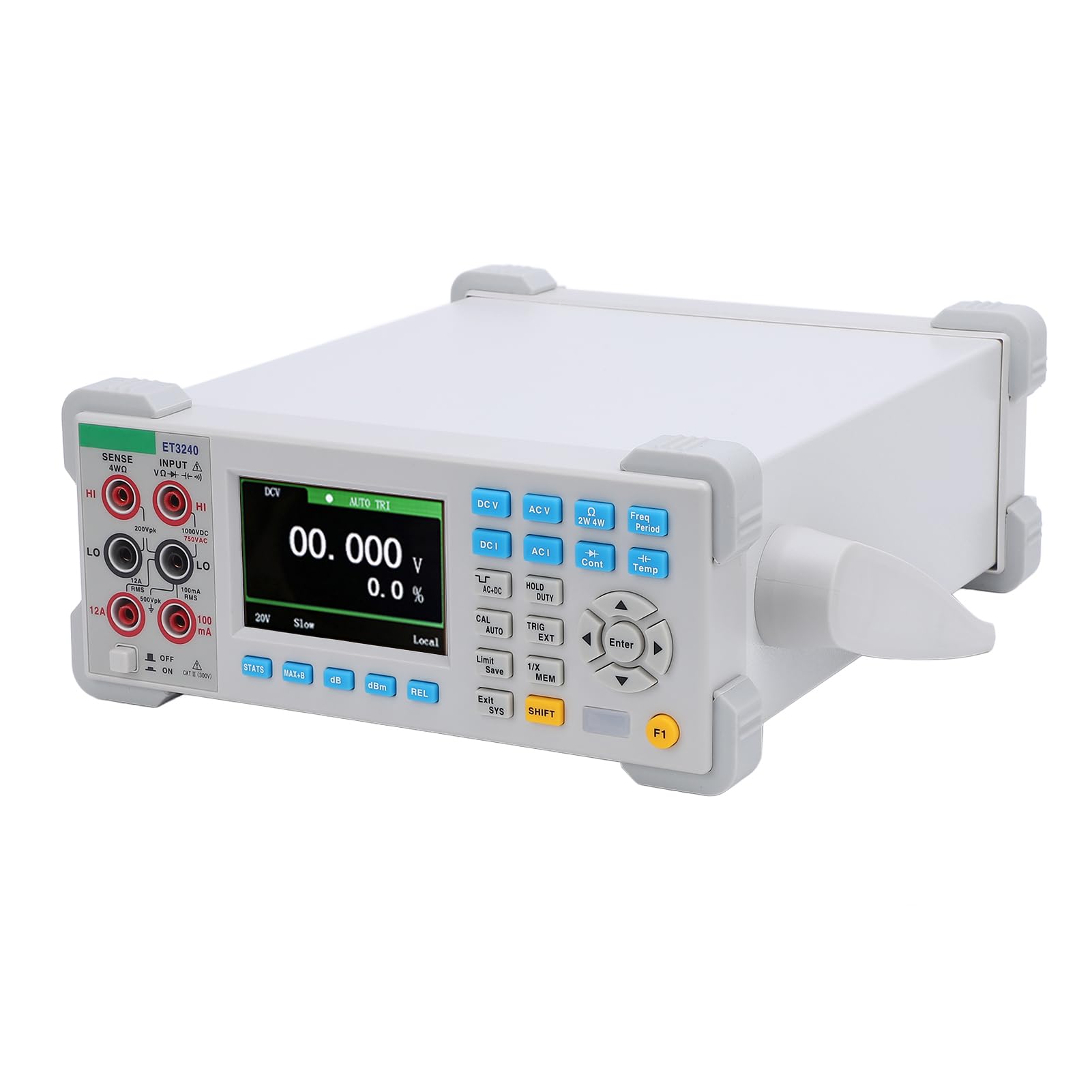 ET3240 Desktop-Multimeter, Hochauflösende Anzeige, Wechselstrom, Gleichspannung, Strom, Widerstände, Kapazitätsmessung, 12 Einheiten (EU-Stecker 200V-240V)