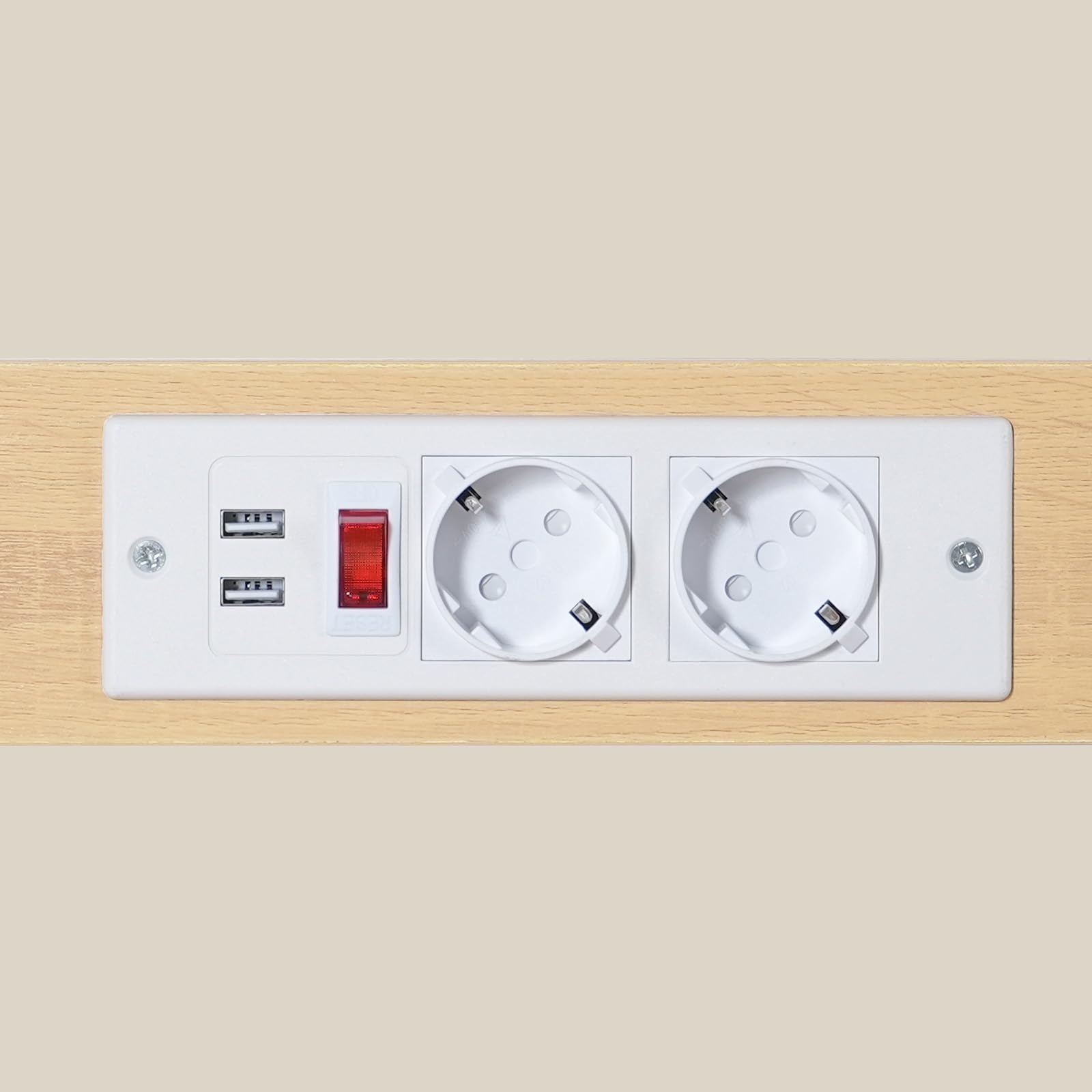 MAHANCRIS Estantería para Panadero con Cajón y Toma de Corriente, Soporte para Microondas, Bar de Café, 4 Ganchos en S, para Cocina, Salón, Comedor, Natural ABRBN48UE01