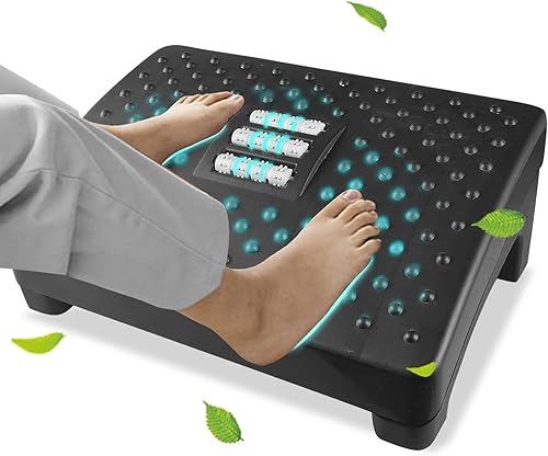 Reposapiés debajo del escritorio en el trabajo, taburete ergonómico con rodillos de masaje mejorado diseño de carga máxima, reposapiés portátil para