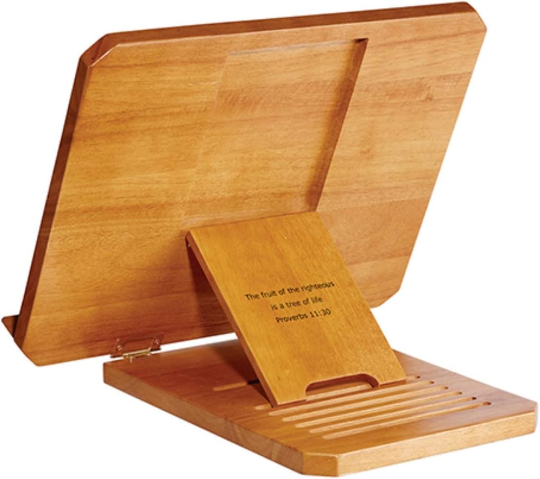 Christian Brands Bible/Missal Stand with Silk-Screened Verse - Medium Oak