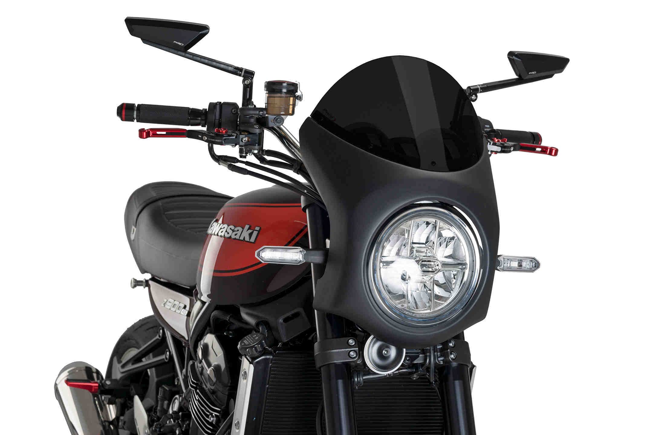 Puig Retro Black Semi Fairing And Dark Smoke Screen 195mm Kawasaki Z900 RS 18-25