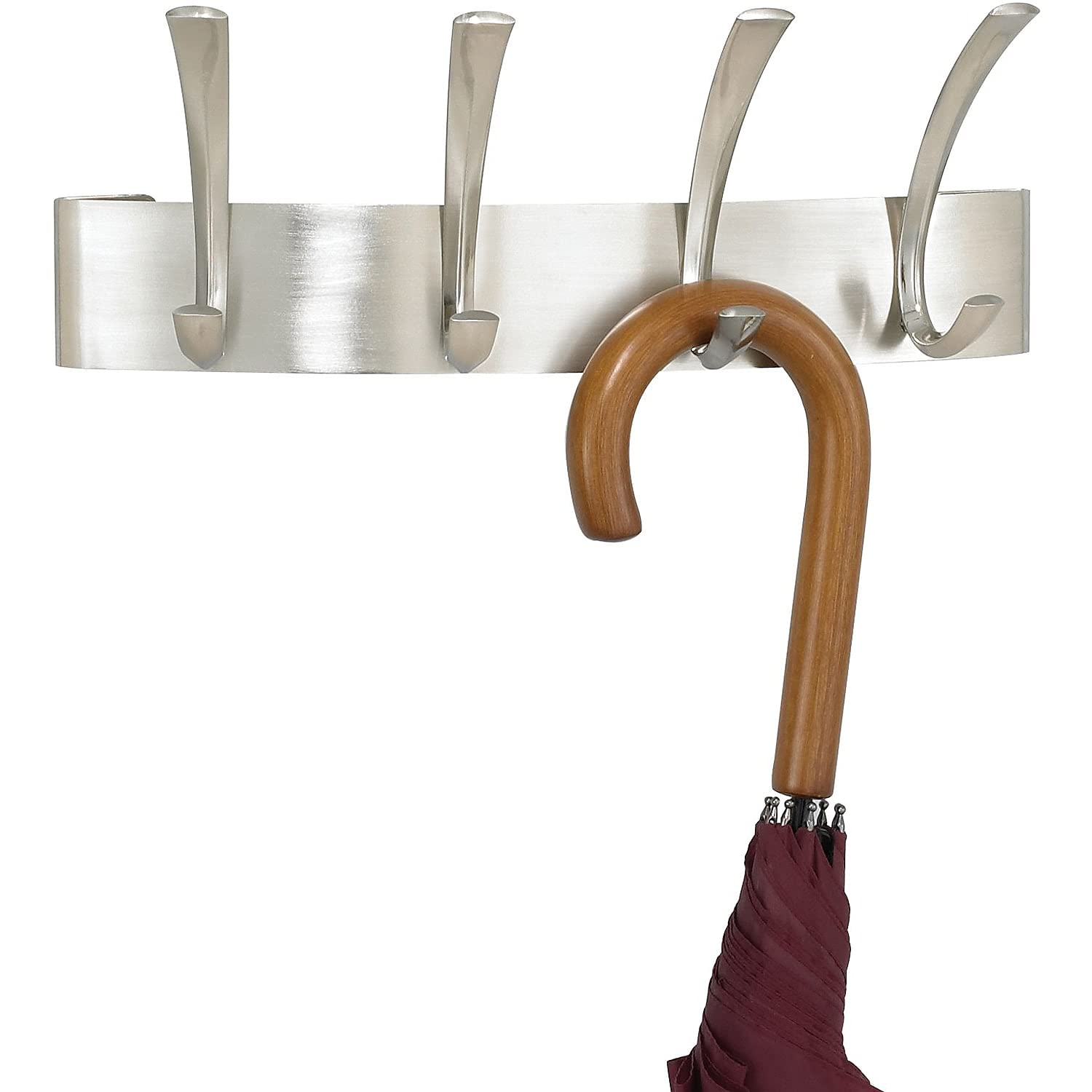 Safco Products Metal Coat Rack, 4 Hook, Silver, 4205SL