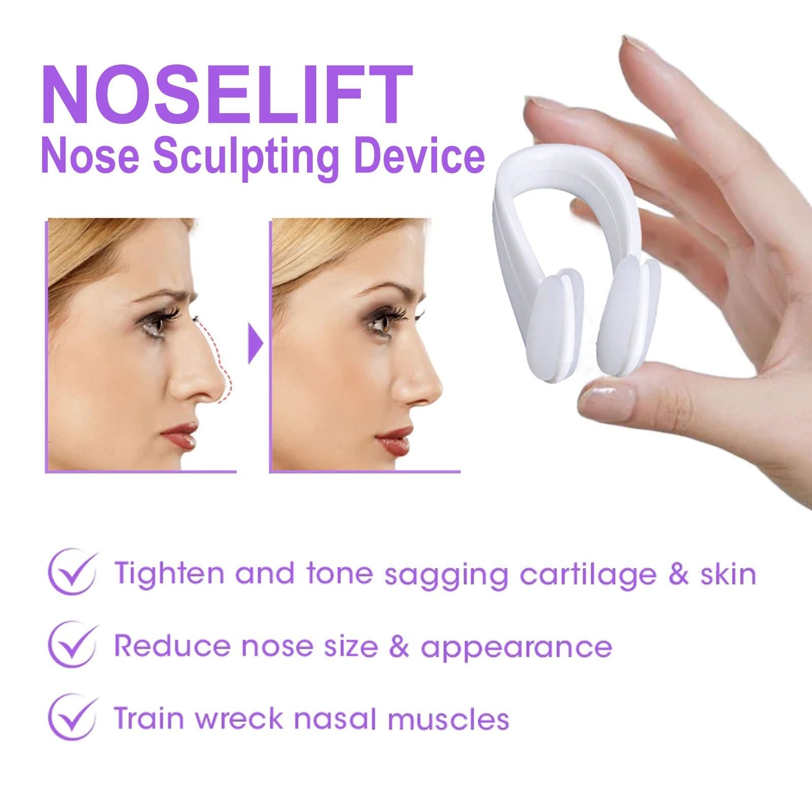 klips na nos do mostka nosowego, magiczny klips do bezbolesnego podniesienia nosa | Silikonowe klipsy do wyszczuplania i prostowania szerokiego nosa, korektor twarzy unisex, bez bólu, naturalne piękno.