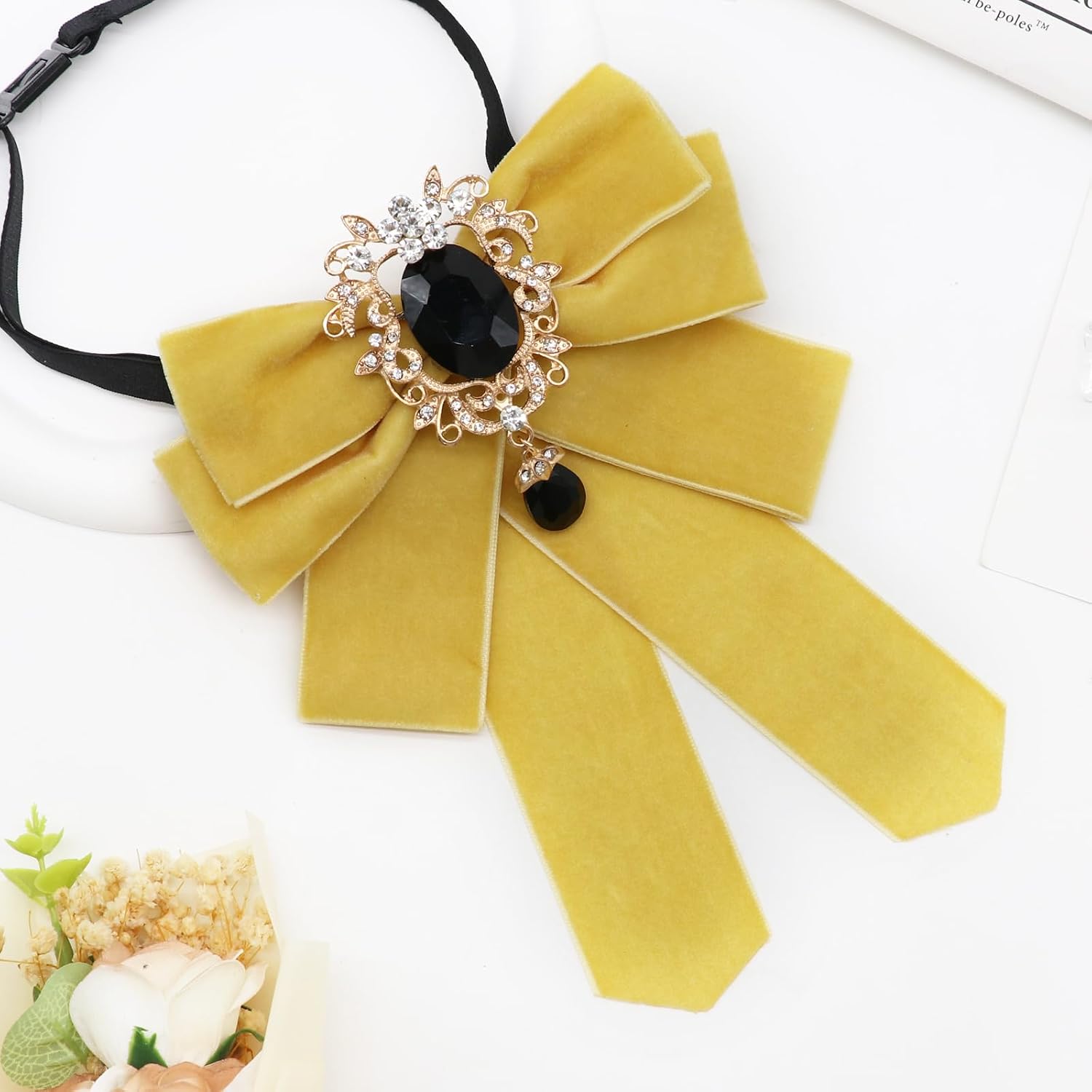Velvet Bow Ties for Men Women, Rhinestone Bowties Men Elegant Adjustable Men's Bow Tie for Wedding Party Tuxedo Shirt