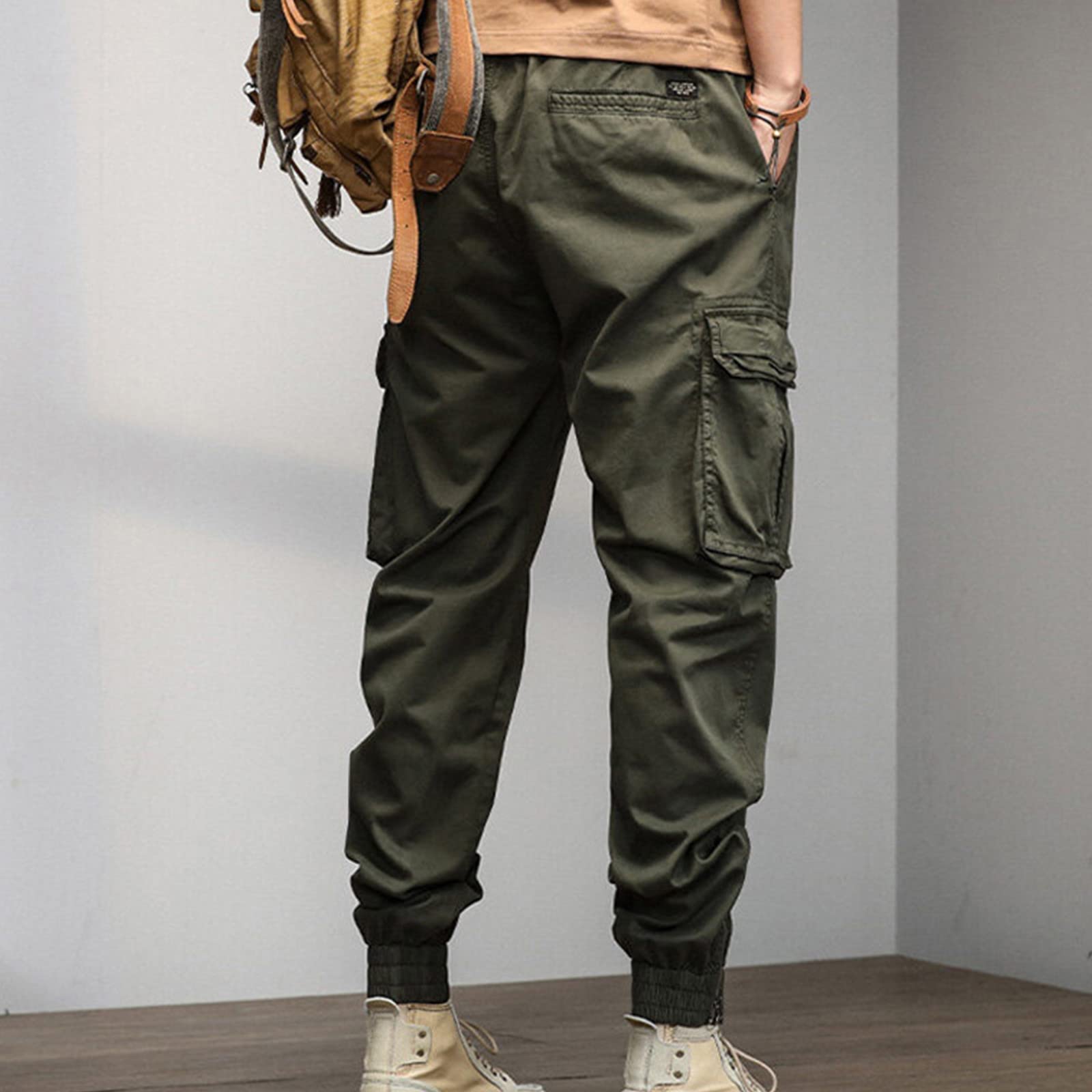SRZYMJ Cargohose Herren Caprihose Herren 3/4 Jogging Freizeithosen Sports & Outdoor Clothing Trainingshose mit Taschen Sporthose Reissverschluss Softshellhose Fahrrad Winterhose Trekkinghose 3/4 Grün