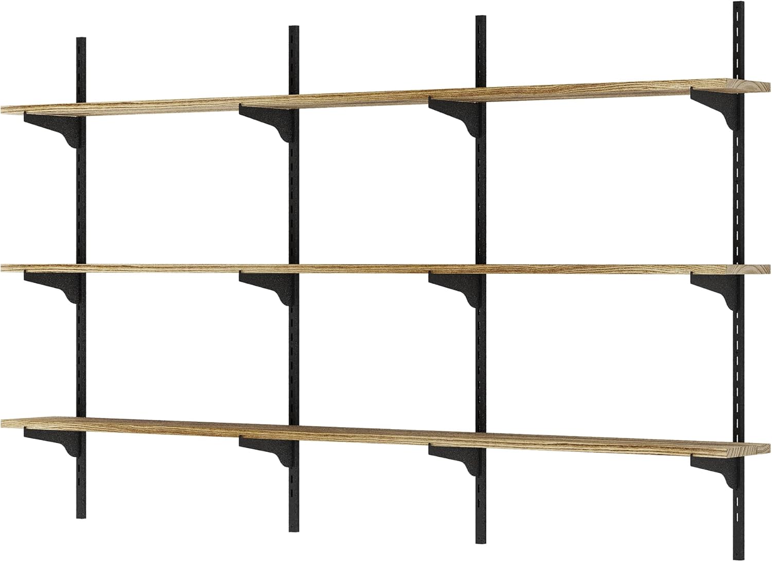 Wallniture Turin 60 Inch Floating Shelf, Adjustable Wall Shelves, Wood Shelving, Wooden Floating Shelves, Wall Mounted Bookshelf, Storage for Living Room, Kitchen, Office, 4 Tier, Burnt Finish