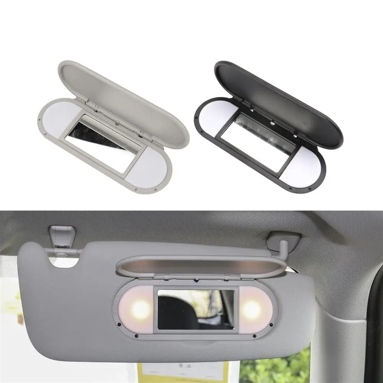 Coprispecchio Parasole Per BMW Mini Cooper F55 F56 (2015-2022) - Accessorio Specchietto Trucco, Colore Grigio