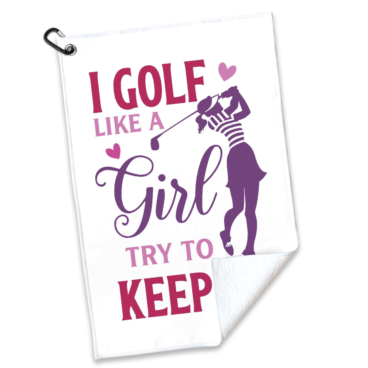 rofiowa I Golf Like A Girl Try to Keep Up Polyester and Cotton Blend Printed Golf Towel, Funny Golf Accessories for Women, Golf Gift for Golf Fan Her