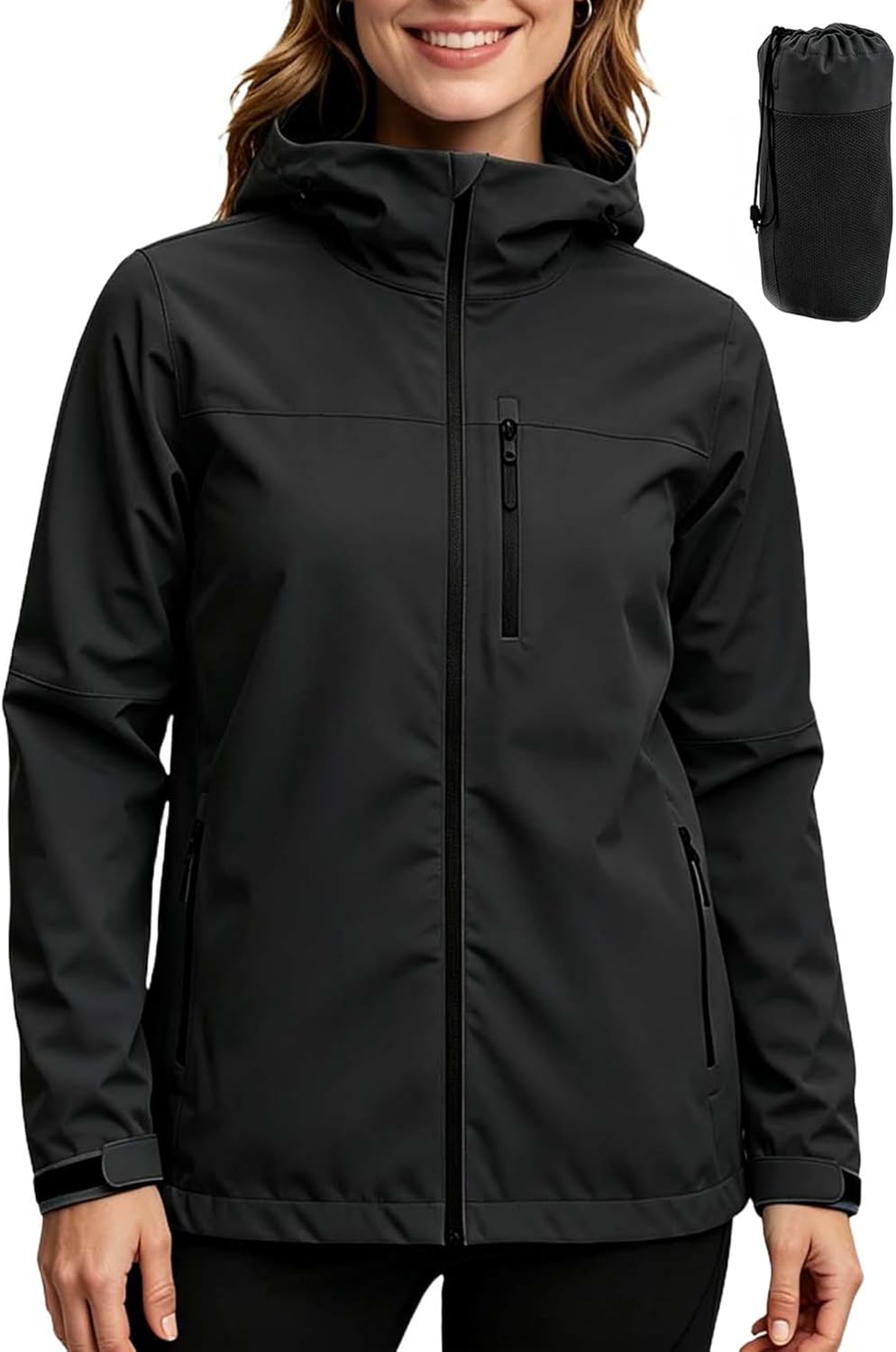 Women's Rain Jacket Waterproof Lightweight Rain Coat with Hood, Breathable Windbreaker for Outdoor Hiking Travel
