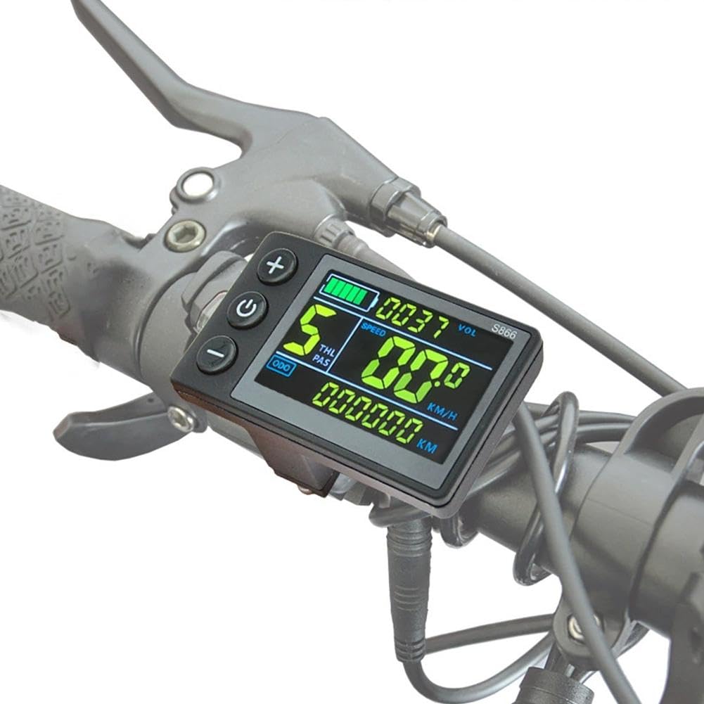S866, contachilometri per bicicletta elettrica con display LCD, 24 V, 36 V, 48 V, pannello di controllo con display LCD, senza fili, con cavo di interfaccia a 5 pin, per modifica di bici elettriche e