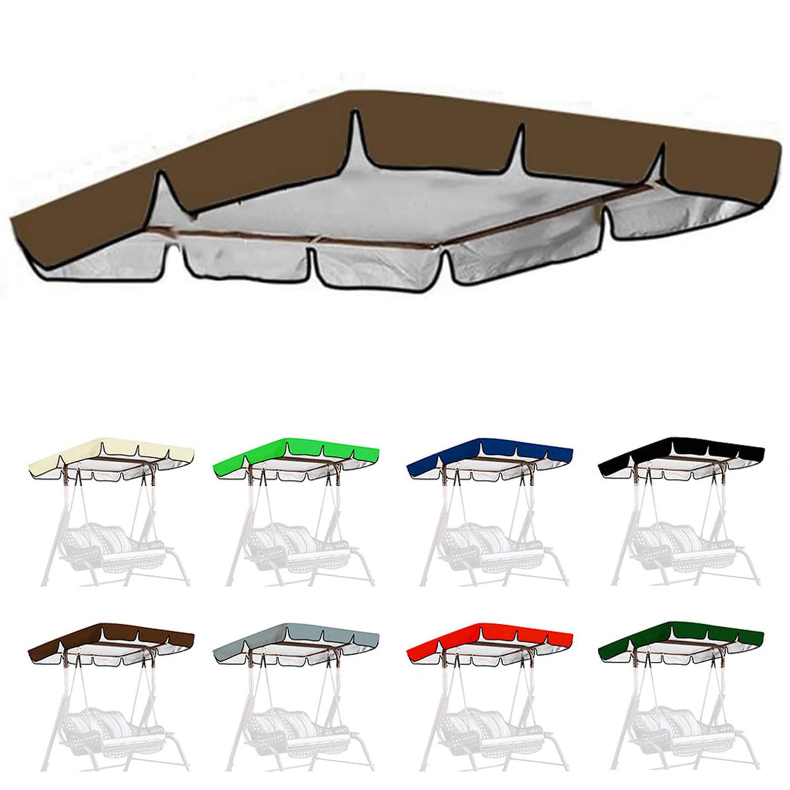 Swing Seat Canopy Replacement 3 Seater,Replacement Canopy for Swing Waterproof Windproof Anti-UV 210D Oxford Cloth Outdoor Furniture Protector (Size:56x47x7inch/142x120x18cm,Color:Coffee)