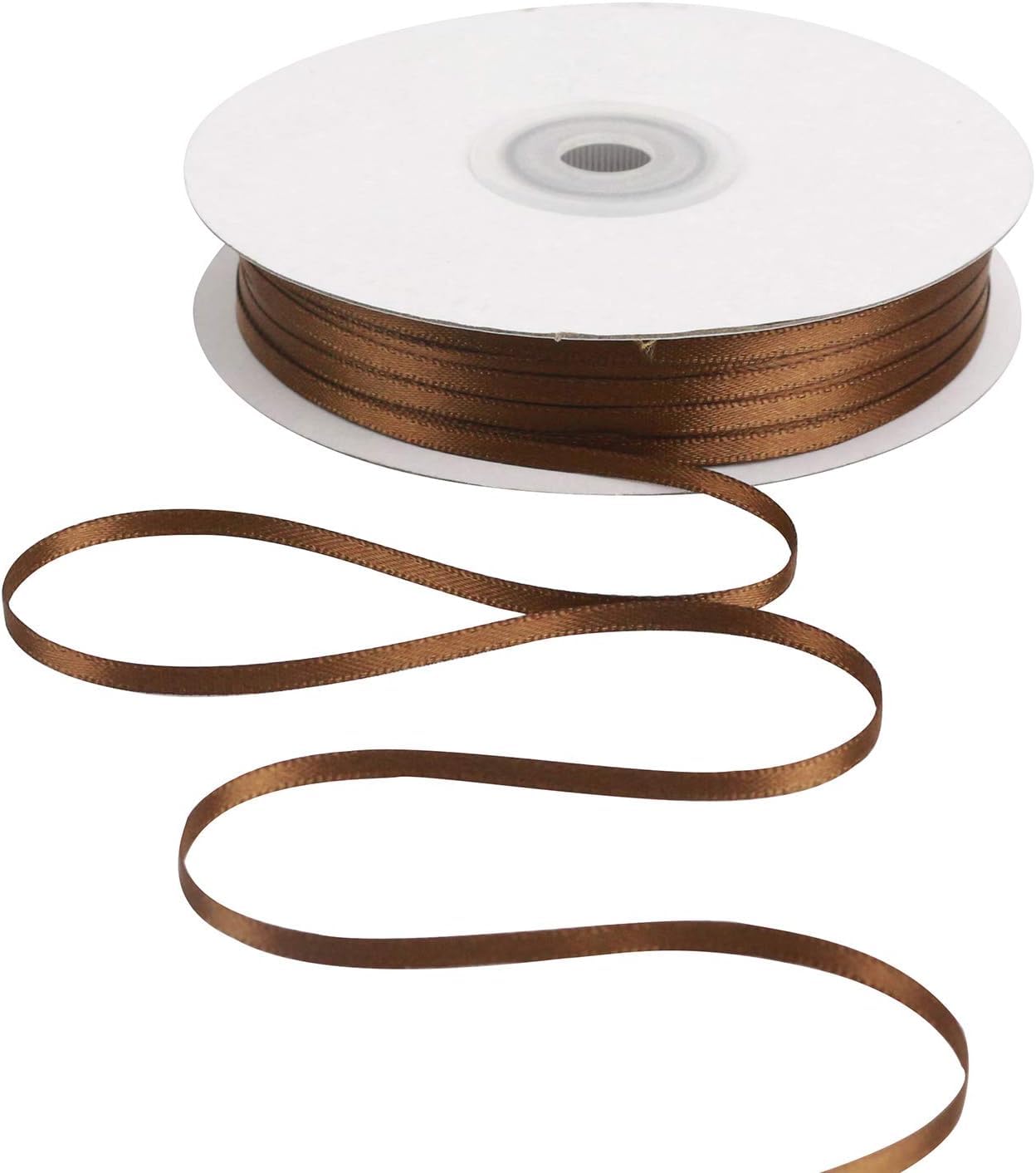 Double Faced Satin Ribbon of (0.25 Inch Wide, 45 Meter Long) for Crafts Gift Wrapping DIY Bows, Sewing Christmas Gift & Invitation Card (Brown)-image-47