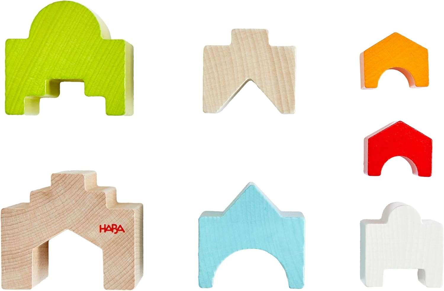 HABA Stacking Tower House on House - Colourful Stacking Stones Made of Beech Wood for Creative Stacking - Promotes Fine Motor Skills & Coordination - from 18 Months - 2011045001