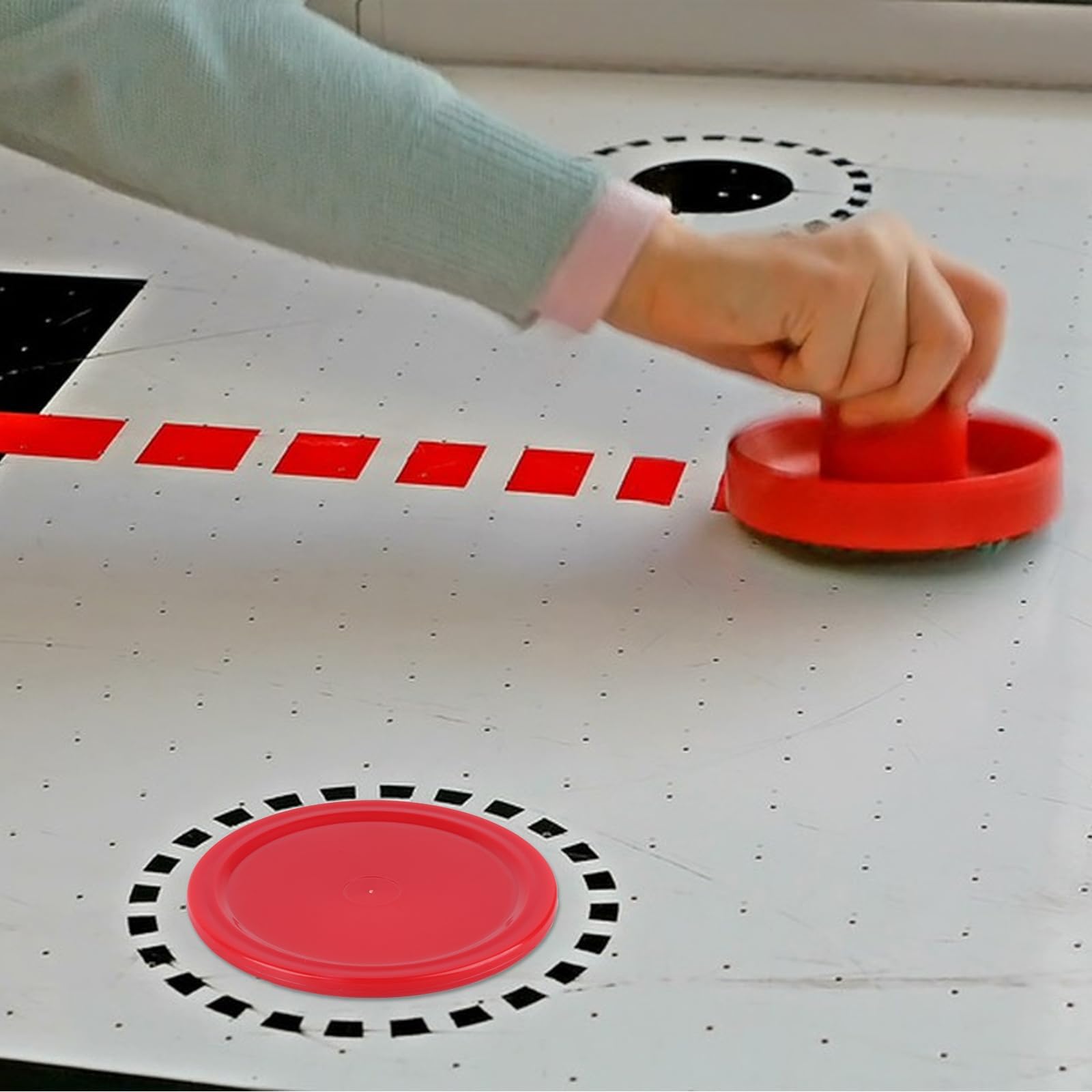 ZYWQ Air Hockey Set - 2 Air Hockey Pushers & 4 Pucks for Mini Tables, Red - Image 3