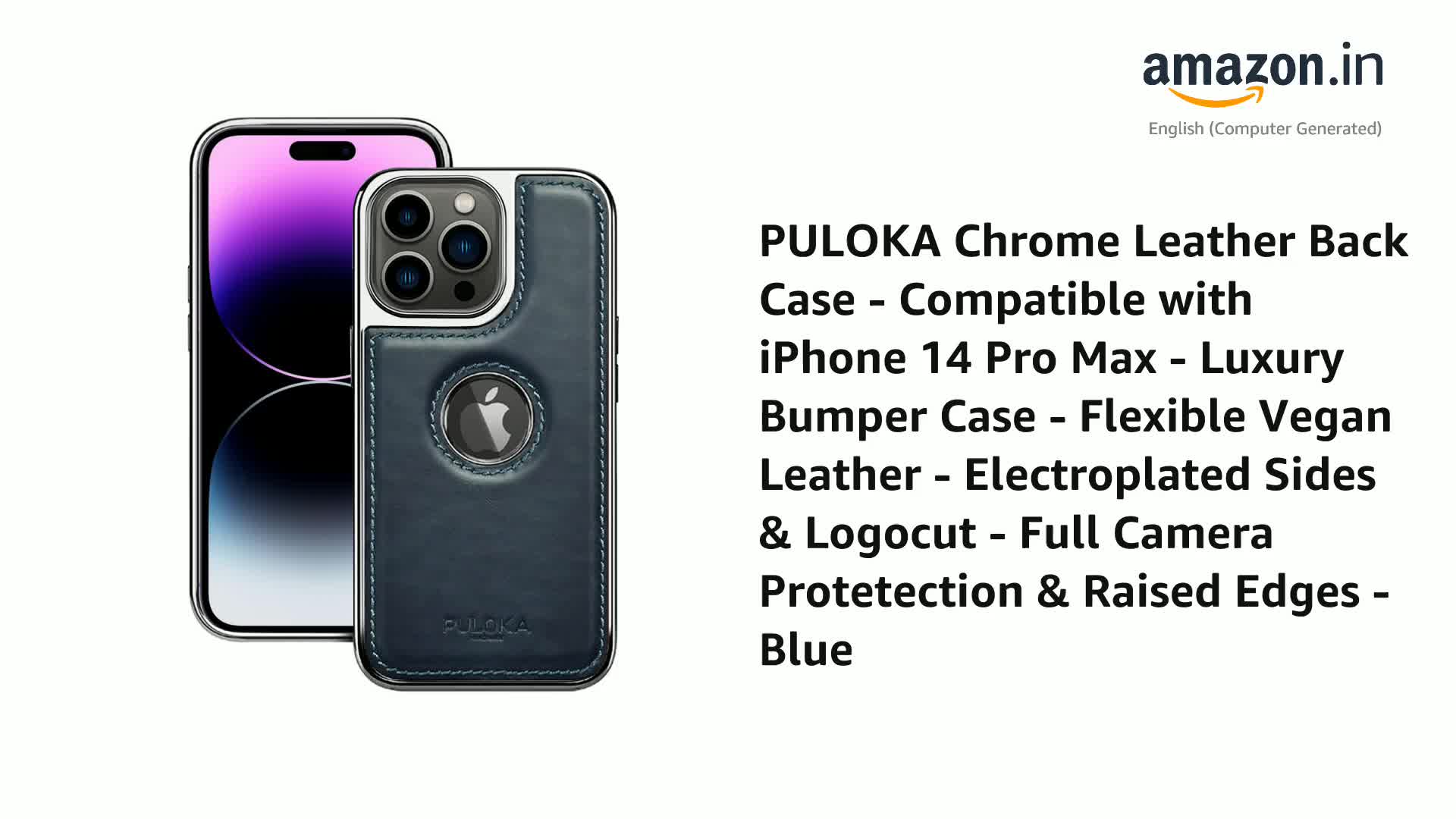 PULOKA Chrome Leather Back Case - Compatible with iPhone 14 Pro