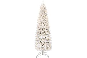 6 Feet Prelit White Artificial Slim Christmas Tree with 150 Warm LED Lights