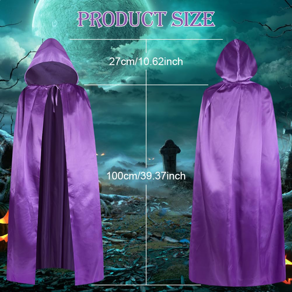 Aomig Mantello Halloween, Mantello con Cappuccio Lungo Capo Costume, Mantello da Vampiro Viola per Bambino di Travestimento, Halloween, Feste in Famiglia,100cm