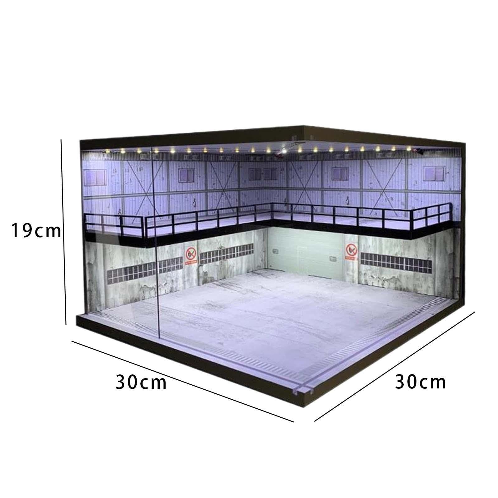 Fantastische Vitrine mit LED Beleuchtung für Modellautos im Maßstab 1:64. Die doppelstöckige Ausstellungshalle eignet Sich hervorragend zur Aufbewahrung und, Blauer Ziegelstein