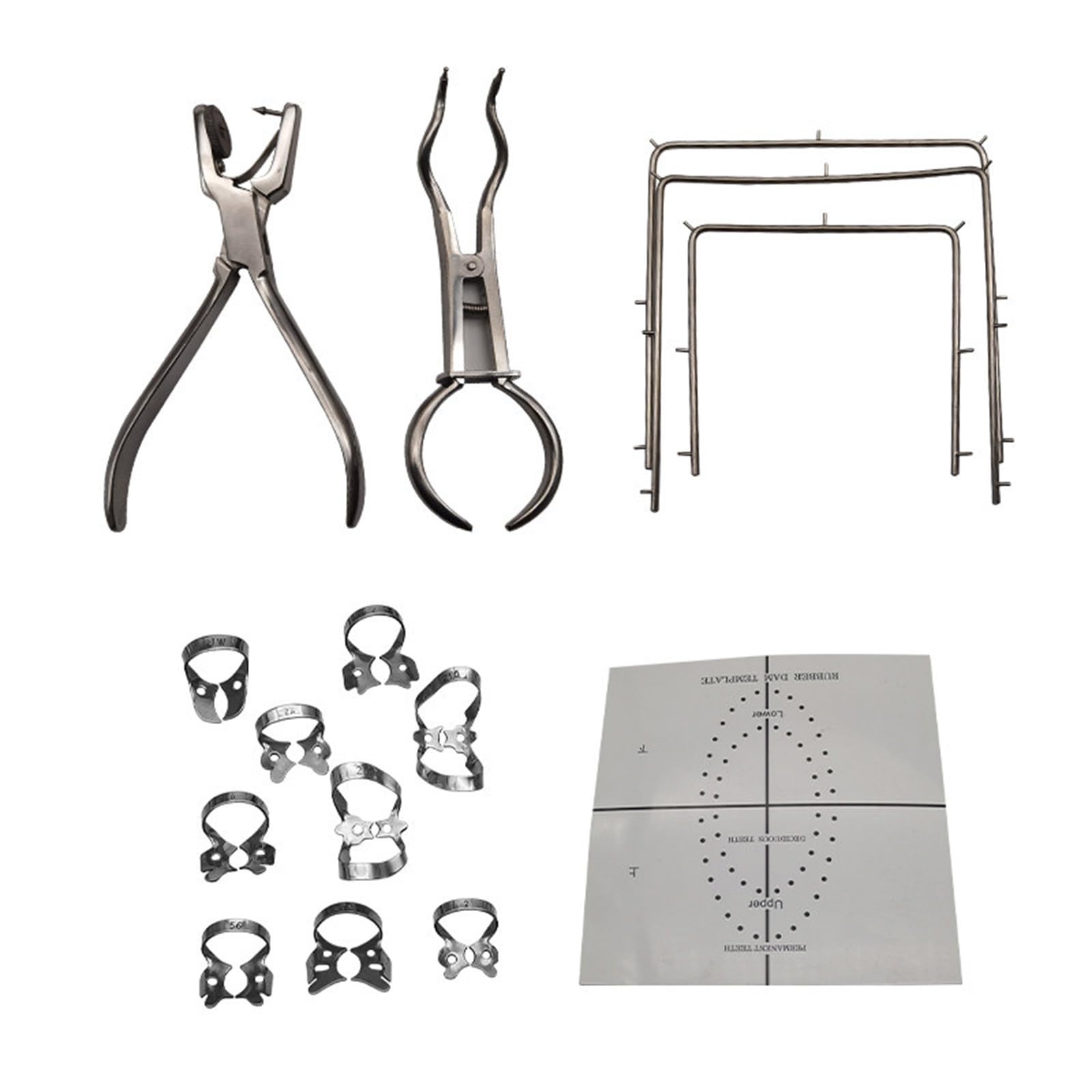 Kit di diga in Gomma con Telaio, punzoni, Morsetti, Strumenti dentali per Esame odontoiatrico Orale,C
