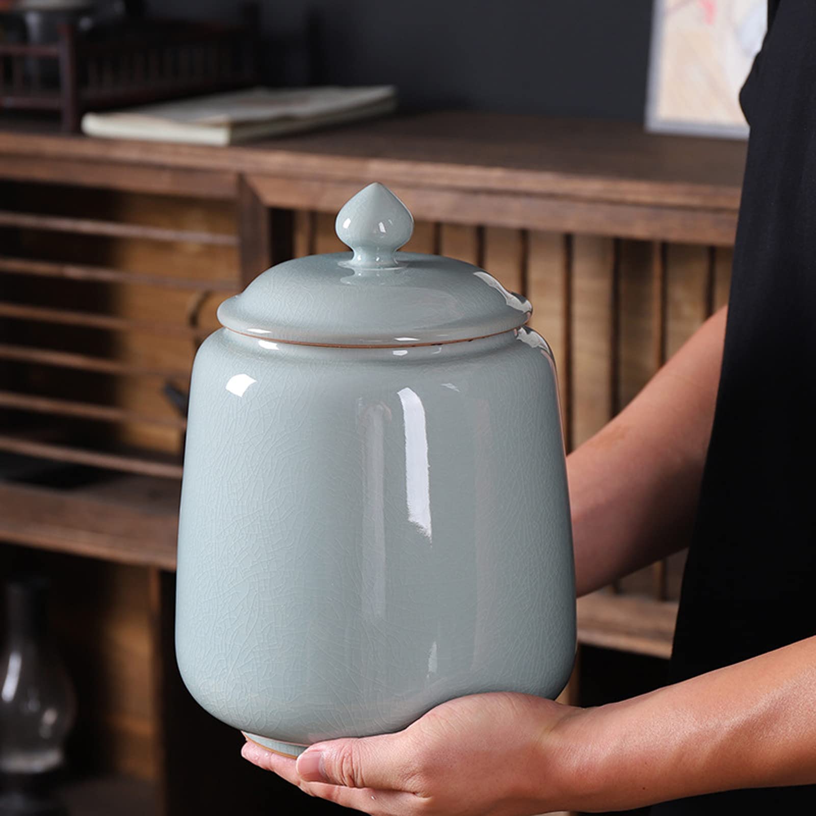 urna dla zwierząt, Duża urna na prochy ludzkie dla dorosłych, ceramiczna pamiątkowa – eksponat w domu(Blue,4100ml)