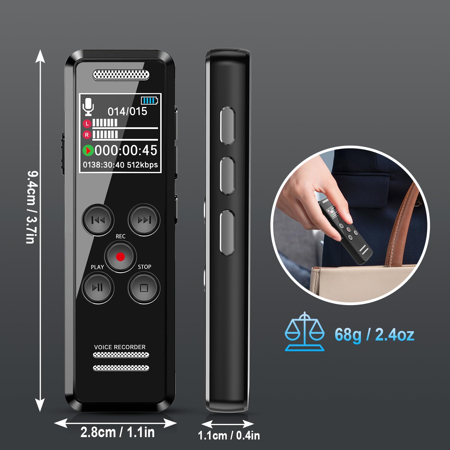 Amazon.co.jp: QZT 64GB デジタルボイスレコーダー 再生付き 音声起動