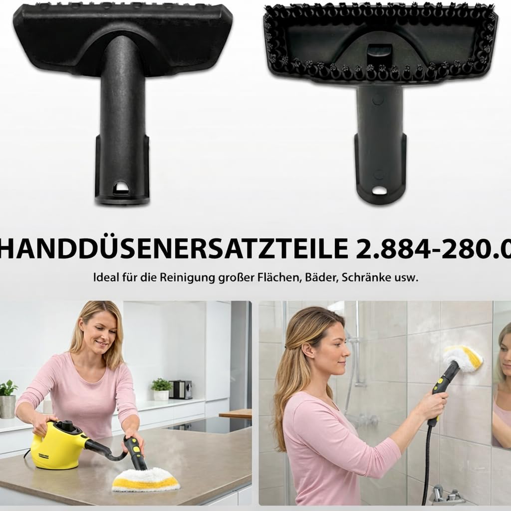 18 Stück Zubehör für Kärcher Dampfreiniger SC1 SC2 SC3 SC4 SC5, verlängerter, Handdüse Ersatzteile, Rundbürste, Fugenbürsten, Fensterabzieher, Mikrofaser-Tuch, Zubehör für Kärcher Dampfreinige