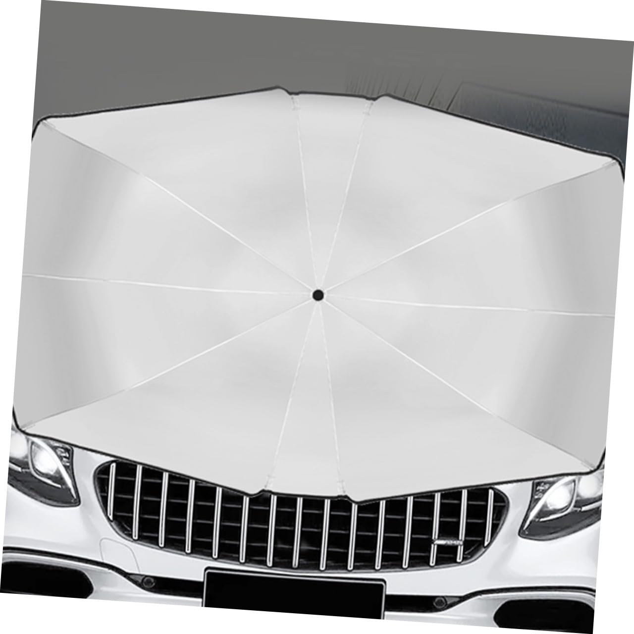 Parapluie Pliable Pare-Soleil pour Pare-Brise de Voiture Protection Anti-UV, Matériau Acier et Revêtement Argenté Titanium, Accessoire Automobile Indispensable