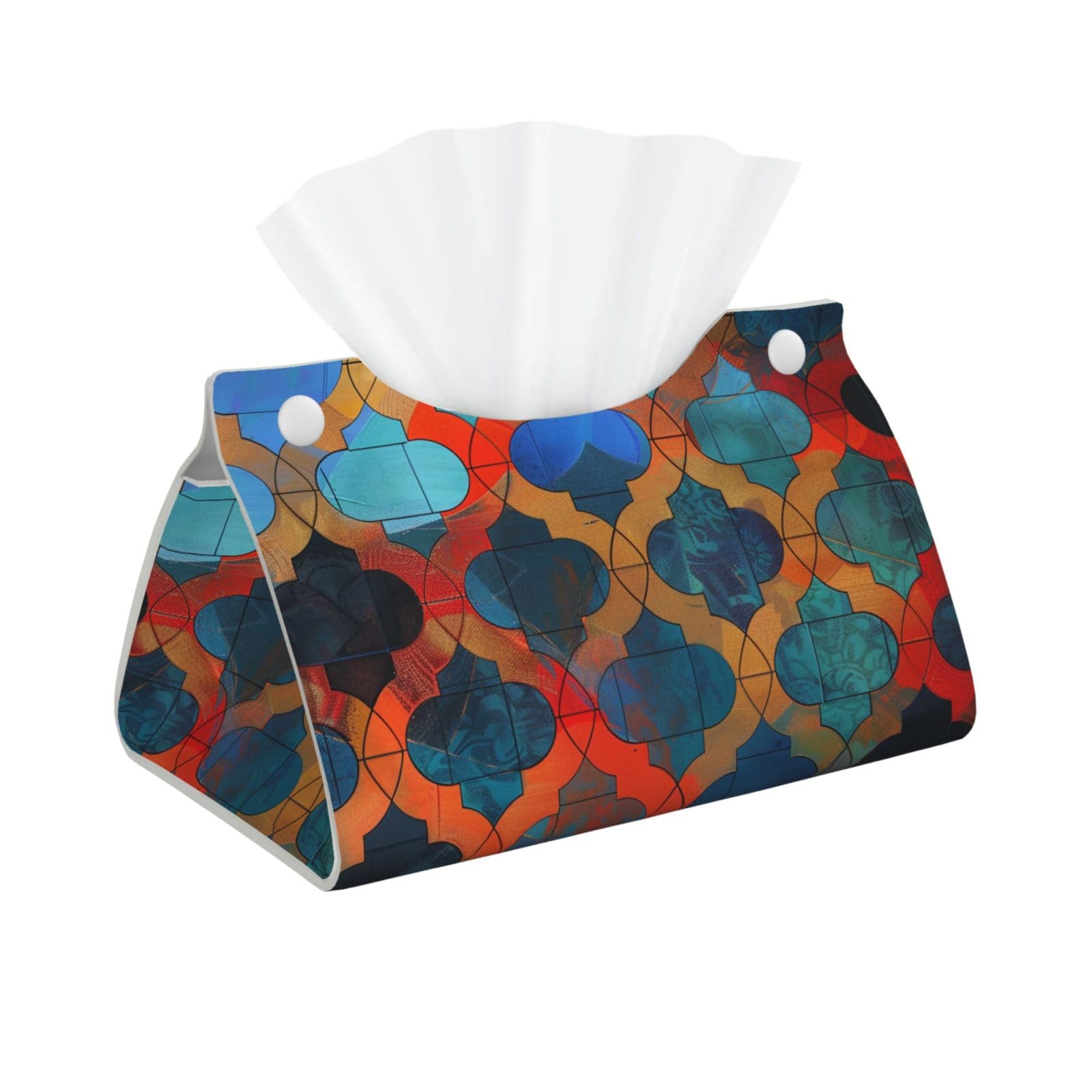 Lattice Print Tissue Box Cover Foldable Tissue Storage Box Leather Tissue Cube Box Holder for Living Room Bedroom Office Car Home Decor