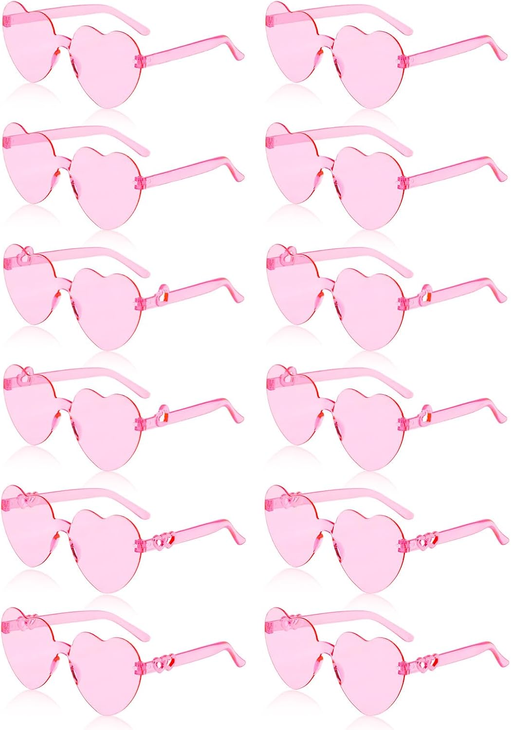 12 Pairs Heart Shaped Sunglasses Rimless Star Glasses for Men Women Party Favors Fun Colorful Glasses Accessories