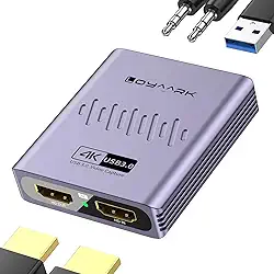Placa de captura de vídeo HDMI, dispositivo de captura de jogos USB 3.0 4K 60Hz para streaming, gravar PS5 Nintendo Switch Xbox no PC/Mac, passagem de loop-out