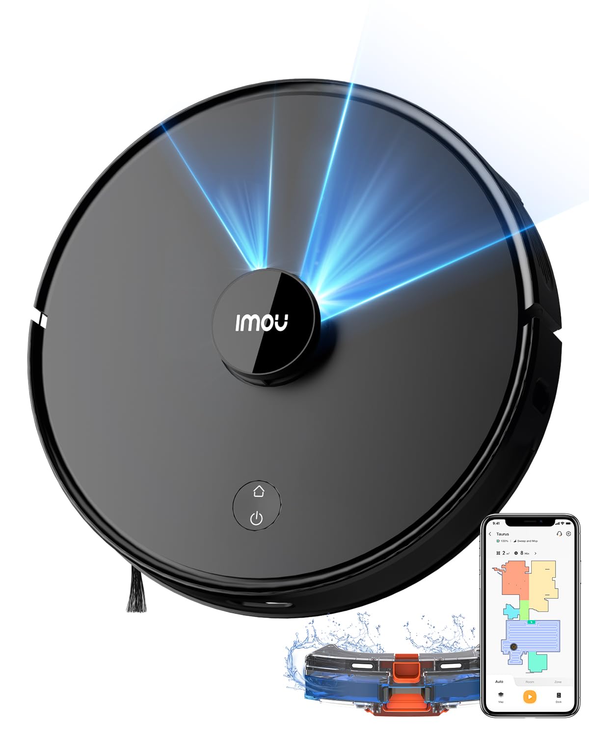 Imou Robot aspirapolvere 4500Pa RV1 aspirapolvere robot 2 in 1, ricarica automatica da 3200mAh, Navigazione LiDAR, APP