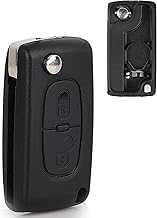 Betterher 2-Button Key Shell Compatible with Citroen C2 C3 C4 C5 C6 C8 Xsara, Peugeot 107 206 207 307 307S 308 407 607 2BT-with Battery Holder, Blade Has Grooves