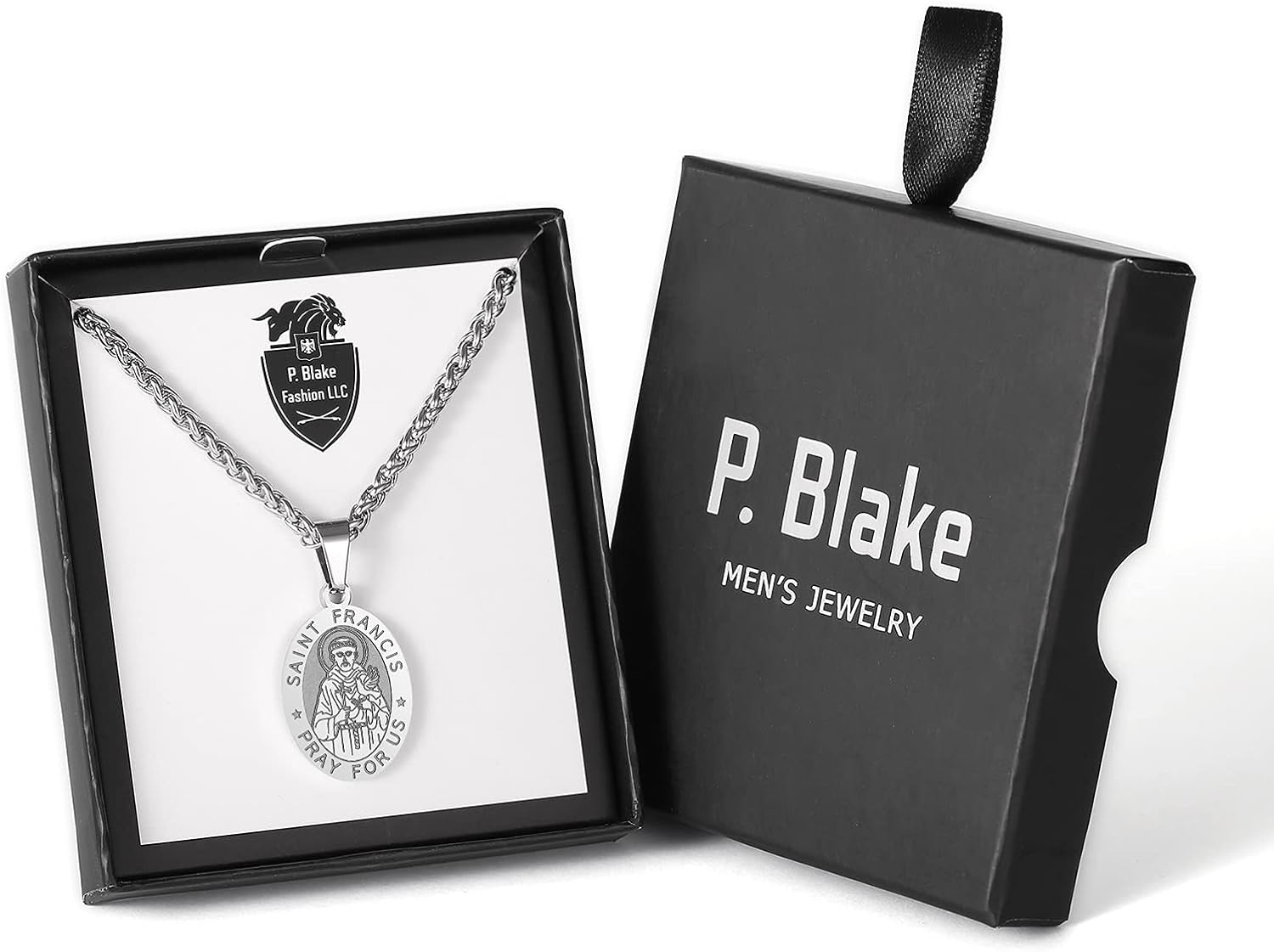 P. BLAKE Oval Saint Christopher/Michael/Joseph/Jude/Virgin Mary/Joseph/Francis/Patrick/Anthony/Benedict/Thomas Necklace for Men Women, Stainless Steel Catholic Patron Pendant with Chain 24 Inches - Image 6