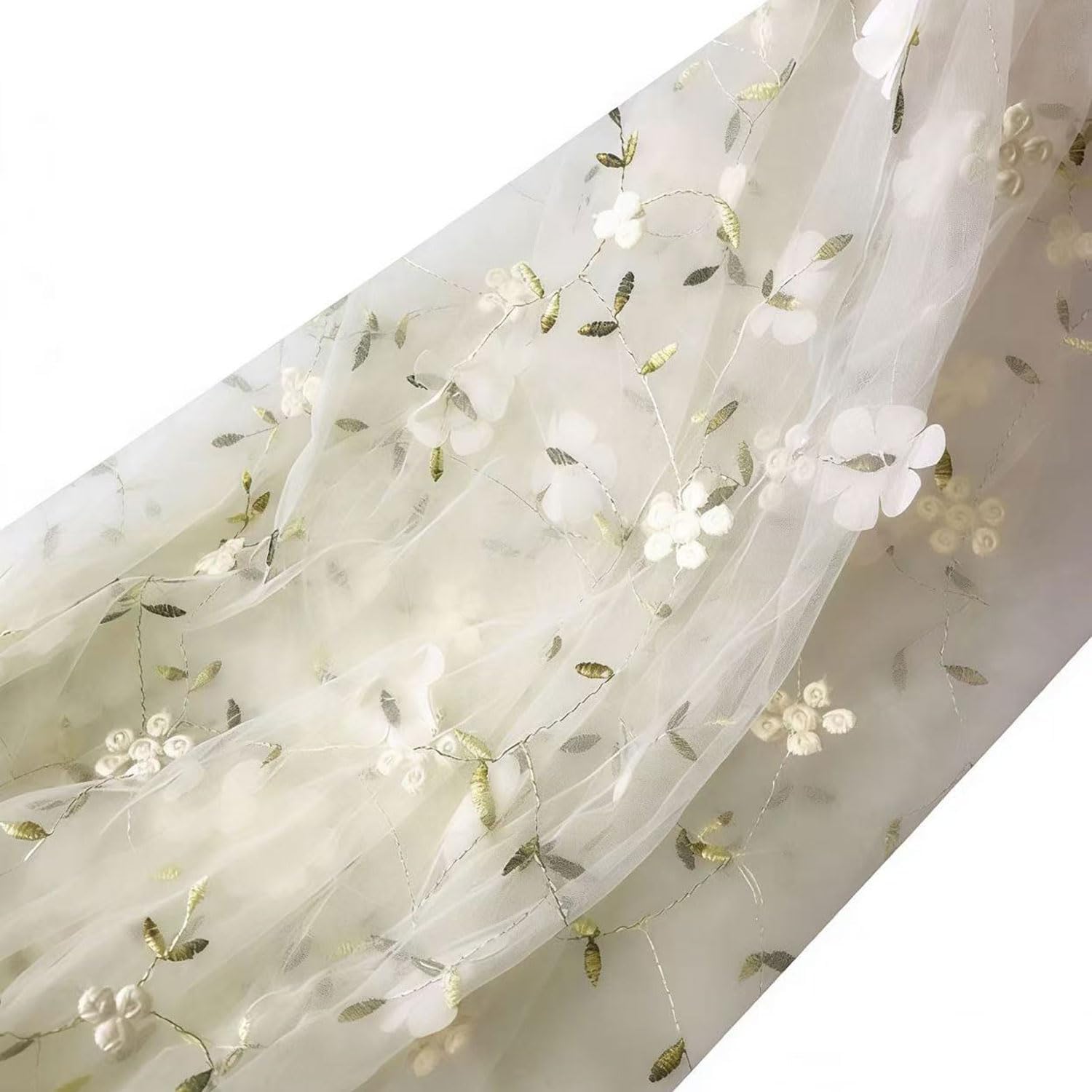 35"x51" Tulle Fabric by Yard Flower Embroidery Mesh Lace Fabric Soft Tulle Lace Fabric for DIY Clothing Dress Design Women Gown Wedding Dress Curtain Decor (Light Purple, 10 Yard (350 x51 in))