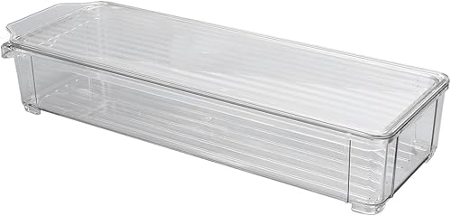 Zerodis Contenedores de almacenamiento de alimentos para nevera, organizador de refrigerador con tapa extraíble, organizador de frutas de plástico