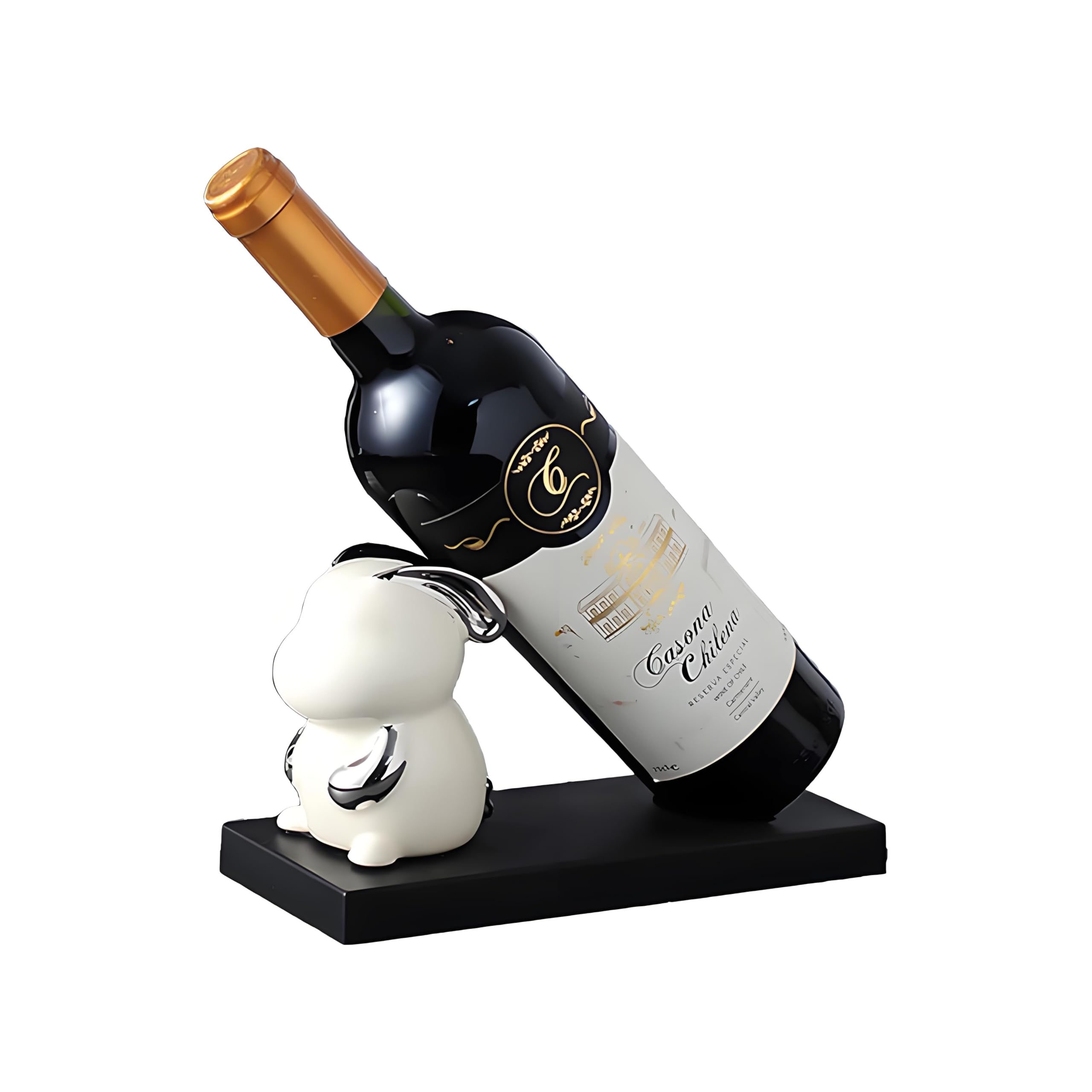BloomCreek Elegant White Rabbit Wine Bottle Holder, Unique Ceramic Rabbit Statue for Sophisticated Wine Decor and Chic Home Accents