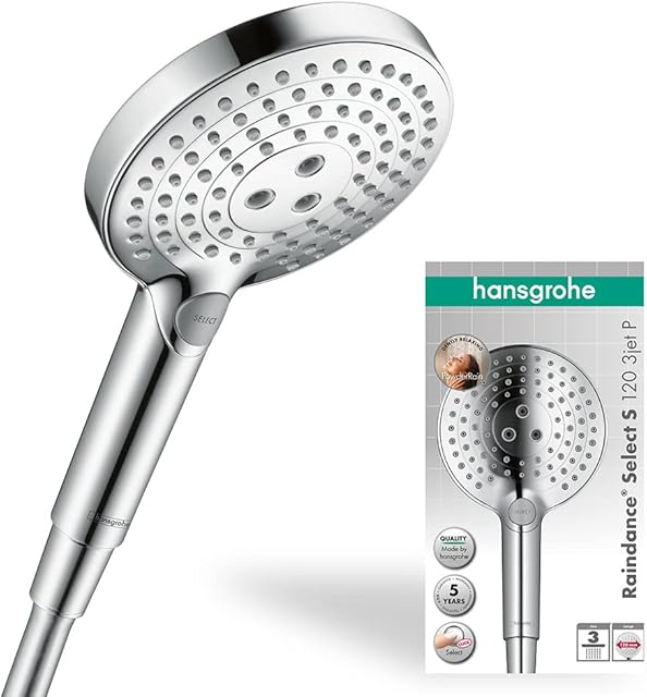 hansgrohe Raindance Select S Hand Shower 120 3 Sprays, PowderRain, Chrome, 26014000