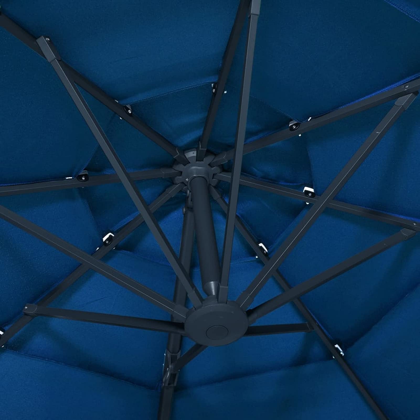 Homgoday Sombrilla jardín de 4 Niveles Palo Aluminio Azul Celeste 3x3 cm Sombrilla Terraza Exterior, Sombrilla Jardín Grande Orientable Jardín Parasol Balcón