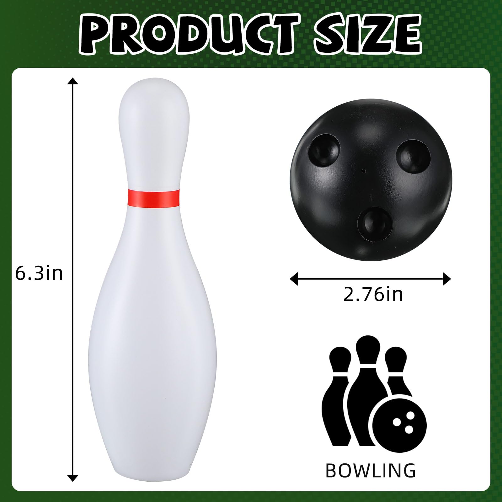 Juego de 4 bolos para niños de 6.3 pulgadas, juegos de interior y exterior para niños, incluye 40 pines de bolos de plástico y 8 bolas de césped, juegos de césped para niños pequeños, 4