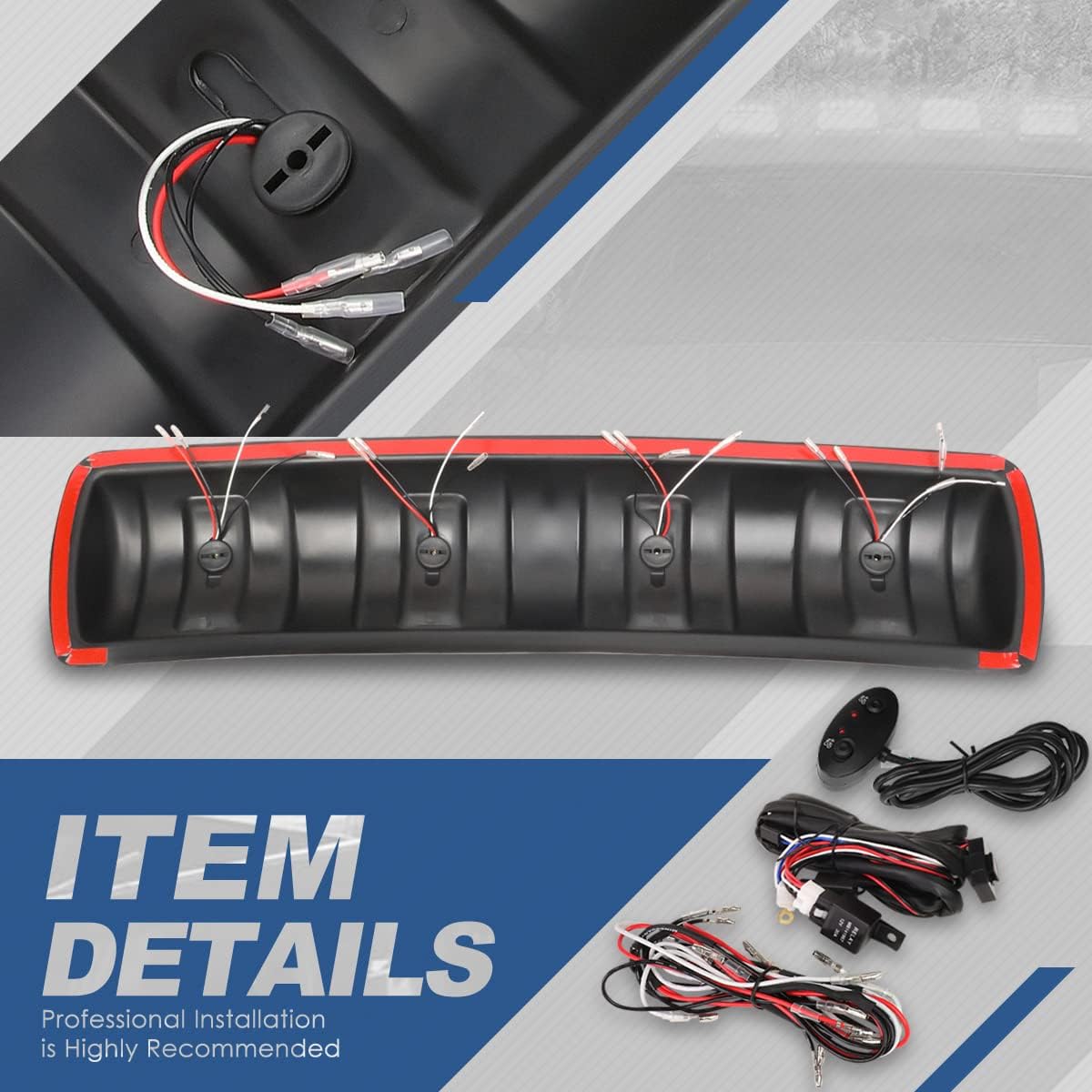 Auto Dynasty Universal Off-Road Front Top Roof Mounted Adjustable Angel Fog Lamps with 24 LED Accent Lights, Black Frame, Clear Lens