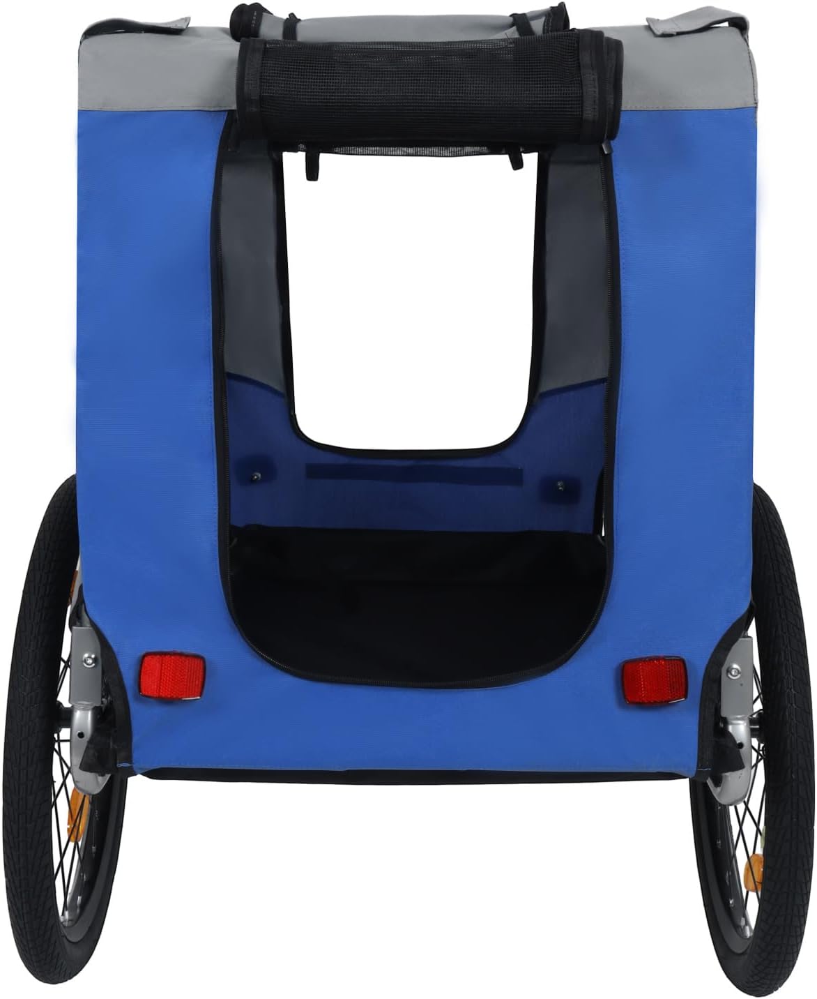 Folding Bike Trailer for Dogs - 120LB Capacity All-Terrain Pet Carrier, Steel Frame for Cycling, Jogging, Camping - Outdoor Adventures, Grey-Blue