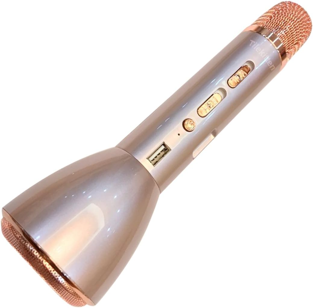 Portable microphones and speaker for singing bluetooth Karaoke microphone singing machine bluetooth speakers for Music Playing and Singing Anytime (Rose Gold)