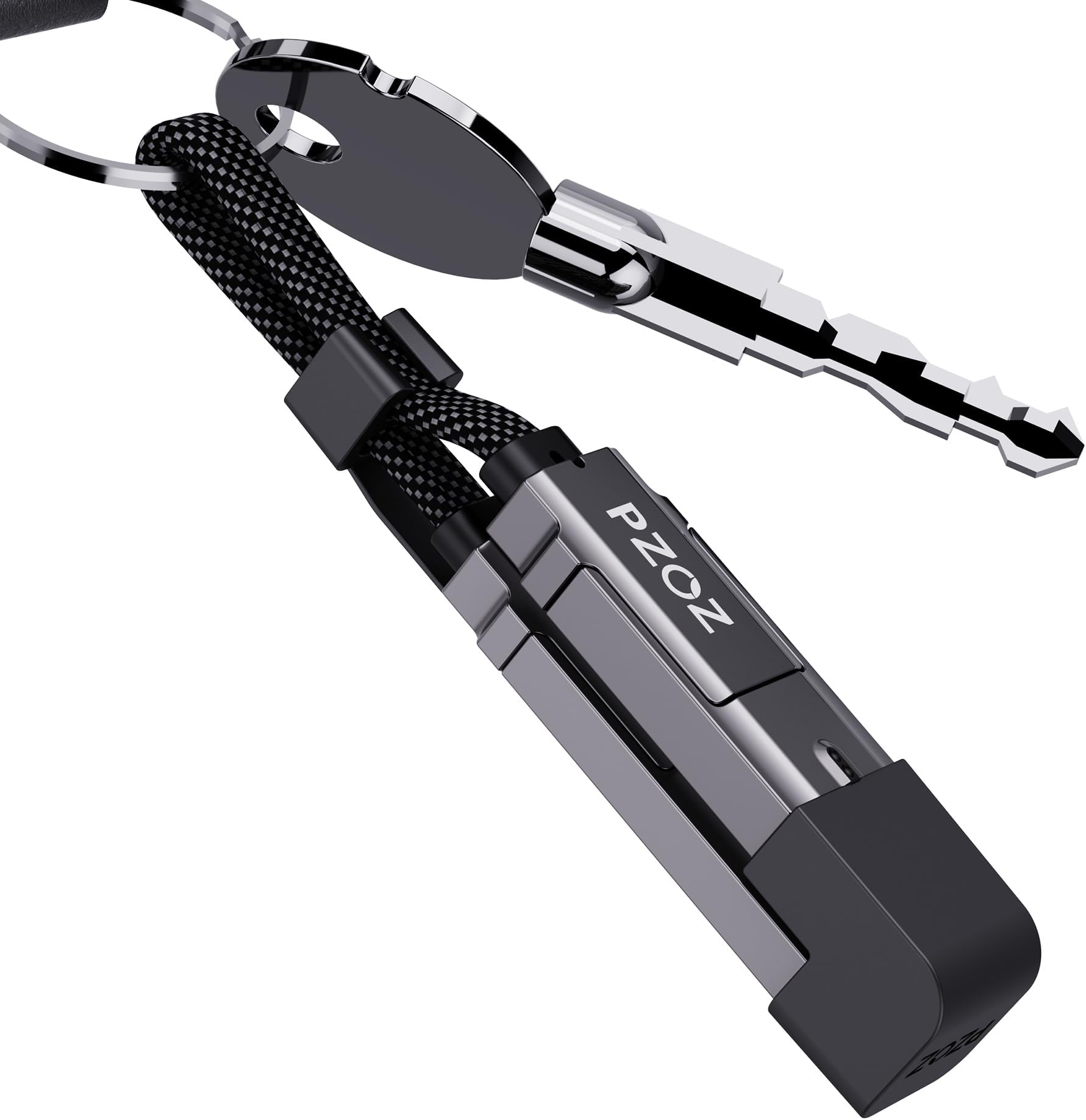 PZOZ Multi Charger Cable 60W Keychain Charger Cable LED Display Chubby Cable USB Cable,USB C to Lightning/Typec to USB C/USB A to Lightning/USB A to USB C Fast Charging for iPhone11/12/13/14/15/16/17