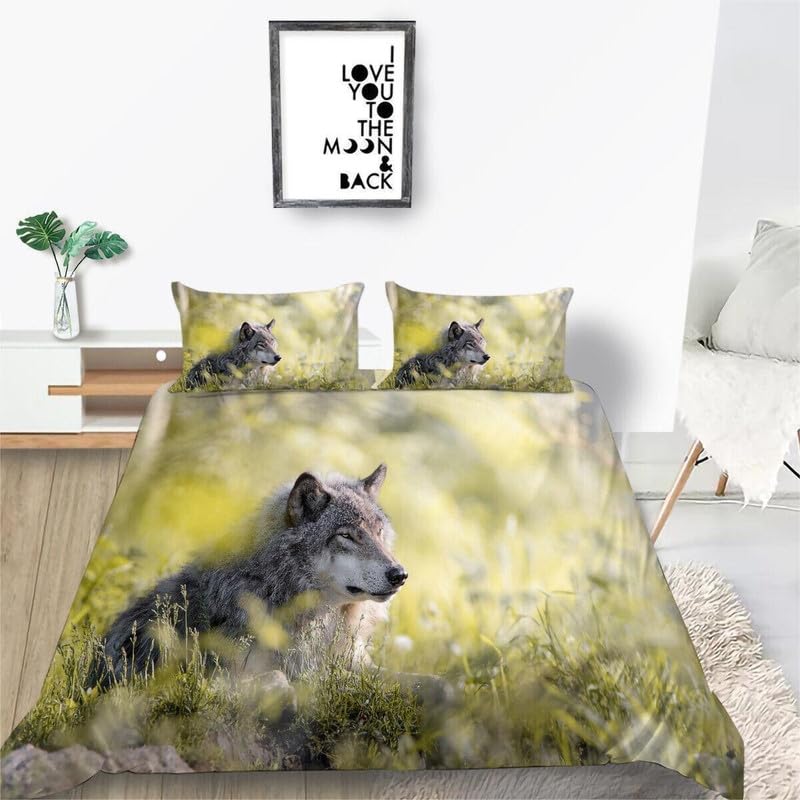 Housse de couette loup vert clair 220x240 : l'idée cadeau idéale pour une décoration d'anniversaire