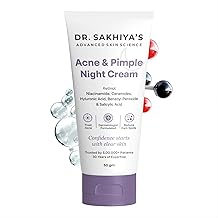 Dr. Sakhiya's Acne & Pimple Night Cream with Retinol, 3% Niacinamide & 2% Salicylic Acid (50gm) | PM Treatment for Oily & Acne-Prone Skin | Dermatologist Formulated | Reduces Breakouts & Dark Spots | Non-Comedogenic Night Repair Cream
